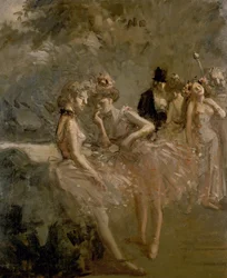 Scène in de coulissen van een theater, ca. 1870 - 1900